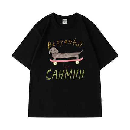 Cross-Border Short-Sleeved T-Shirts for Boys and Girls 2025 New Pet Dog Simple Casual Tops for Couples Hip-Hop Half-Sleeved Handsome