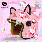 Children's 3c thickening + cat t2 / Pink half helmet + rocking cat + black and pink combination + pink butterfly