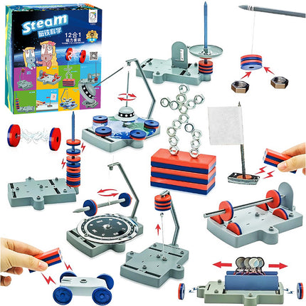 Cross-Border Wholesale Dropshipping Physical 12-in-1 Magnetic Science Experiment Set Steam Interest Development Science and Education Toys