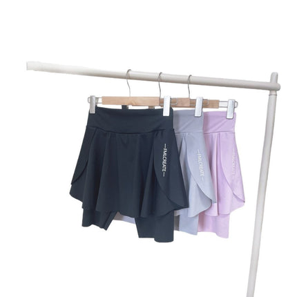 Fake Two-piece plus size Culottes Women's Summer Outer Wear Pocket Three-point Shark Pants Anti-light Outdoor Riding Yoga Shorts