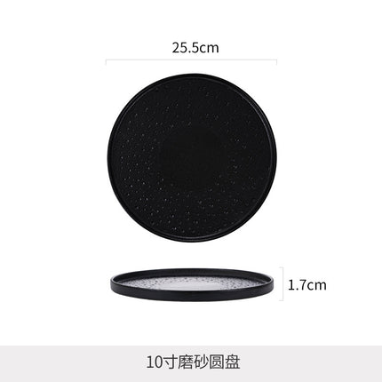 Simple Nordic Style Solid Color Ceramic Western Food Steak Plate High Color Value Mars Pit with Edge Disc Dim Dessert Plate