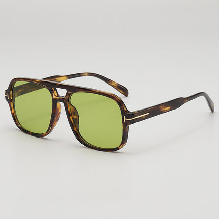 2025 retro double beam large frame small UV-proof sunglasses Korean style outdoor travel decorative flat glasses