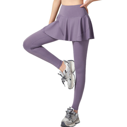New High Waist Abdominal Tight Sports Trousers Women's Breathable Yoga Fitness Fake Two-Piece Culottes Slimming Tight Leggings