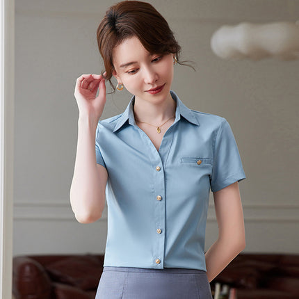 Short-sleeved professional shirt summer hotel front desk work clothes civil servant interview formal dress women's shirt suit tooling