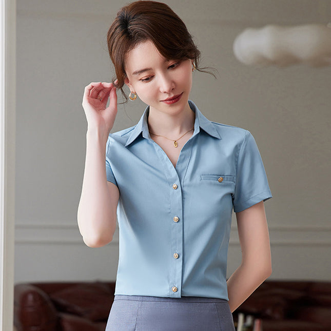 Short-sleeved professional shirt summer hotel front desk work clothes civil servant interview formal dress women's shirt suit tooling