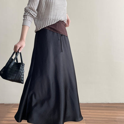 Tao Chuan Knock Joker Satin Skirt ~ 25 Spring Slim Silky Dape Acetic Acid Elegant A Fishtail Skirt 2686