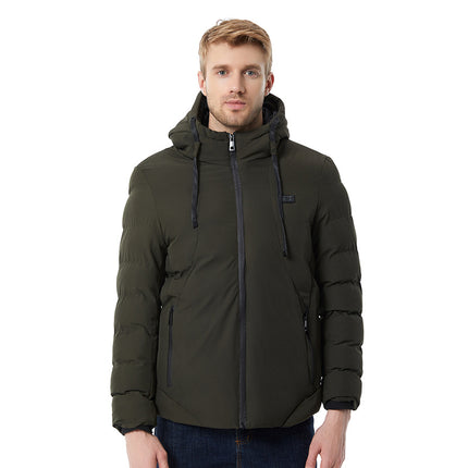 New Dual-Control Eleven-Zone Smart Heating Cotton Coat Hooded Warm Men's Cotton Coat Outdoor Carbon Fiber Heating Jacket