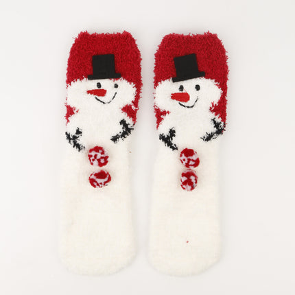 Christmas socks women's Christmas tree socks winter thick warm coral fleece sleep socks cartoon elk snowman