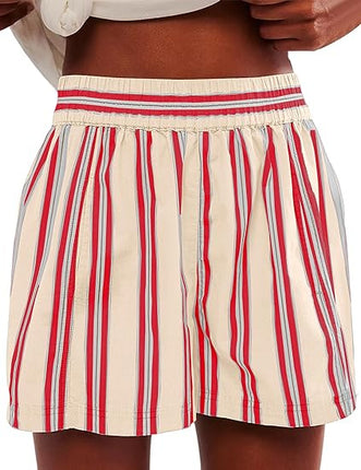 2025 spring and summer European and American new women's shorts fashion striped casual shorts European and American cross-border Y2K women's pants