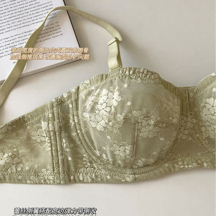 Pure Desire Ultra-thin Strapless Underwear Women's Big Chest Shaped Small Gather-up Paramilis Summer Ultra-thin Non-slip Beautiful Back Bra