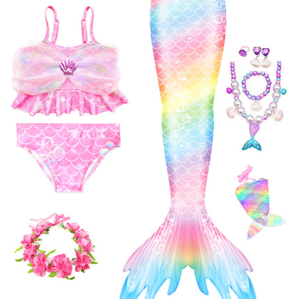 Girls Mermaid Swimsuit Mermaid Tail with Gauze Ariel Princess Swimsuit Children's Swimsuit
