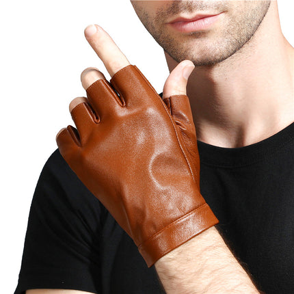 Motorcycle Sheepskin Half-Finger Gloves Men's Summer Thin Driving and Cycling Motorcycle Outdoor Riding Fitness Tactical Fingerless