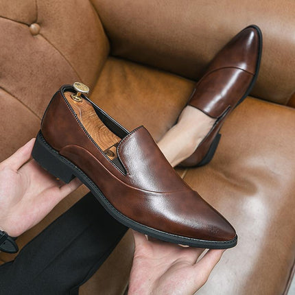 Summer Leather Shoes Men's Single Layer Leather Breathable Soft Bottom Soft Face Work Suit Black Heightening Business Dress Shoes