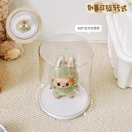 Labubu Bubble Mart Display Box Transparent Rotatable Blind Box Display Stand Storage Labubu Hand-Made Display Cabinet