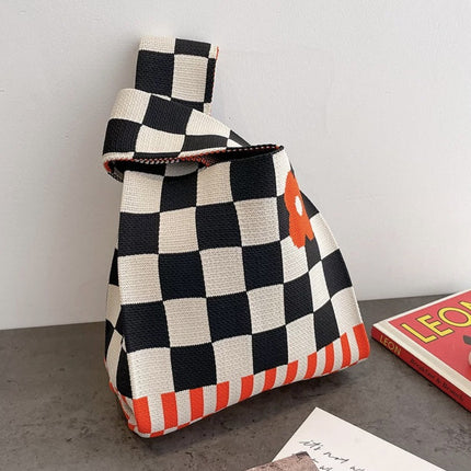 New Ins Bag Knitted Handbag Large Capacity Bucket Bag Versatile Daily Work Clothing Tote Bag Female Souvenir