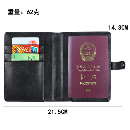Cross-Border Ready-Made Leather Passport Protector Set with Magnetic Buckle Pu Leather Passport Holder Multifunctional Document Bag Passport Bag