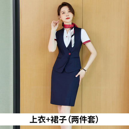 Stewardess uniform professional shirt Women's Spring temperament suit high-end hotel front desk reception work clothes beauty salon work clothes