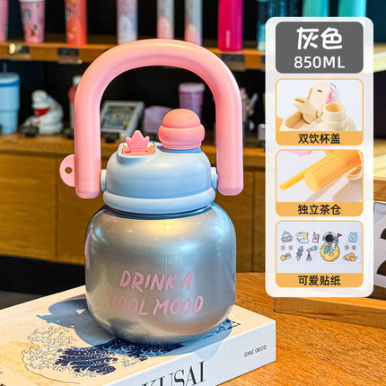 Wholesale Large-Capacity Plastic Straw Cups for Summer, Suitable for Men and Women, with a High Aesthetic Appeal, Portable Outdoor Sports Water Bottles for Children