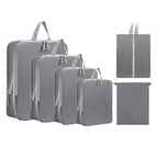 Gray six-piece set [drawstring pocket + shoe bag + extra large + large + medium + small]