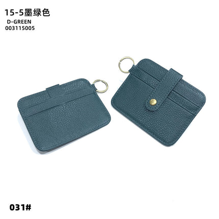 Vintage Oil Wax Leather Buckle Genuine Leather Card Holder Men's Multifunctional Cowhide Women's Coin Purse with Key Ring Driver's License Holder
