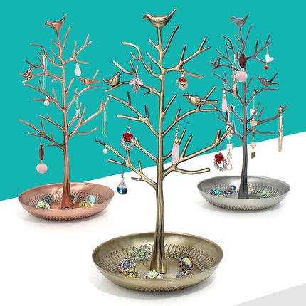 Factory direct bird tree earring rack jewelry display rack alloy tree display rack acacia jewelry rack wholesale