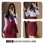 Wine red vest long sleeve shirt dress / S