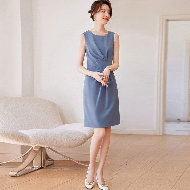 Spring and Autumn New Fashion White Collar Suit Work Clothes Design Sense Ladies Dress Broadcasting Host Dress OL