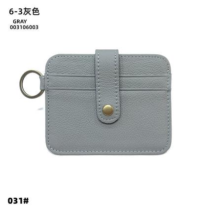 Vintage Oil Wax Leather Buckle Genuine Leather Card Holder Men's Multifunctional Cowhide Women's Coin Purse with Key Ring Driver's License Holder