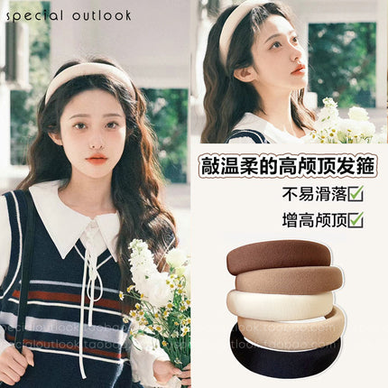 Wide-brimmed white headband 2025 new women's summer high-end hair bundle high skull top face small hair clip headdress
