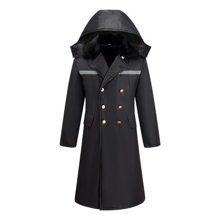 Men's Winter Coat with Detachable Fleece Lining, Northeast Cold-Proof Clothing, Security Guard Cotton Coat, Long Cold Storage Workwear Cotton Coat, Waterproof