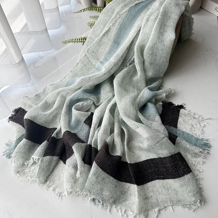 New Wool Scarf for Women, European and American Style, Fresh and Long, Short Fringe Scarf, Plain Border Long Scarf, Spray-Dyed Shawl for Women