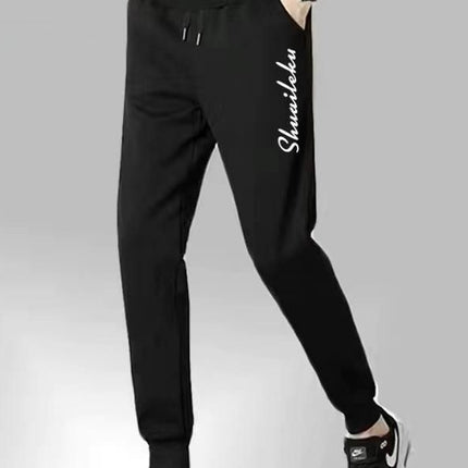 Summer Leather Rope Leggings for Men, Black Versatile Harem Pants, Fashionable Wear-Resistant Casual Pants, Breathable Thin Sports Pants
