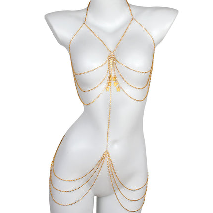 2025 Full Diamond Geometric Butterfly Tassel Body Chain for Women, Diamond-Studded Chain, Sexy Bikini Chest Chain, Sexy Trendy