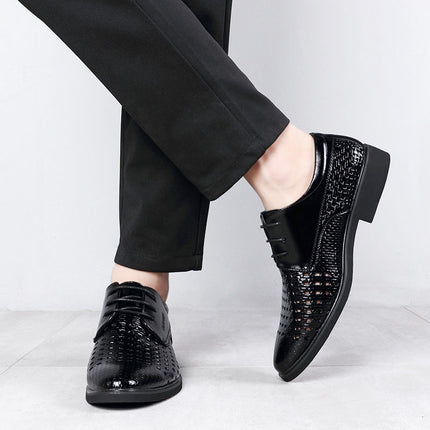 Ba Totem Summer Men's Shoes Genuine Leather Hollow Breathable Leather Shoes Men's Shoes Men's Korean Fashionable Business Dress Shoes Men's