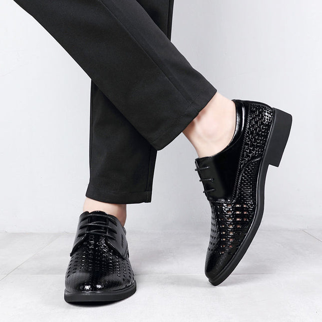 Ba Totem Summer Men's Shoes Genuine Leather Hollow Breathable Leather Shoes Men's Shoes Men's Korean Fashionable Business Dress Shoes Men's