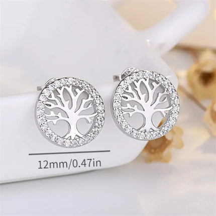 Amazon popular European and American Life tree S925 sterling silver stud earrings women's fashionable temperament earrings foreign trade factory wholesale