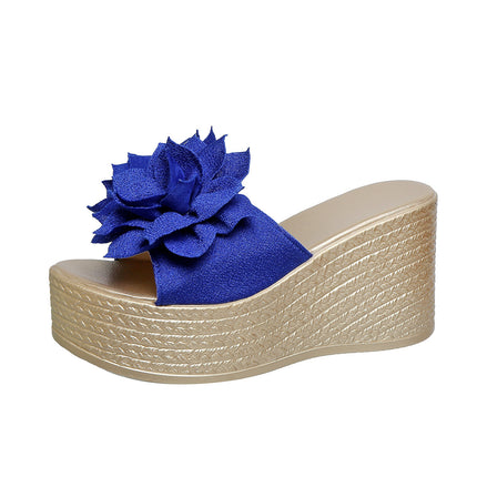 Wedge Women's Sandals for Women 2025 Summer New Export Flower Sponge Cake Thick-Soled Fish Mouth Outer Slippers for Women