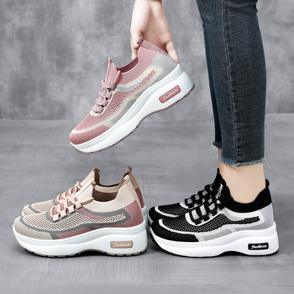 Mom's Shoes 2026 Summer Thick-Soled Casual Style Women's Shoes Manufacturer Wholesale Dropshipping Height-Increasing Shoes Mesh Breathable Shoes for Women