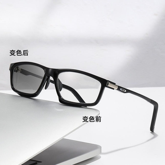 Photochromic Reading Glasses, Aluminum-Magnesium Spring Legs, Anti-Blue Light Outdoor Sports Glasses, Fashionable Middle-Aged and Elderly Reading Glasses