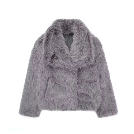 KAOPU ZA fur large lapel imitation fur coat short fashion imitation fox fur coat fluffy plush women's clothing