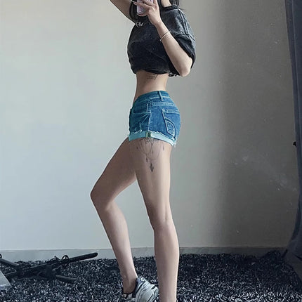 Hot~ Denim Shorts for Women 2024 Summer Hot Girl American Retro Hip-Covering Low-Waist Hot Slimming Look Super Shorts