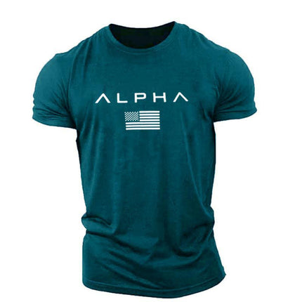 Sports short-sleeved men's T-shirt loose trendy fitness training muscle Iron Dog Brothers casual letters summer style