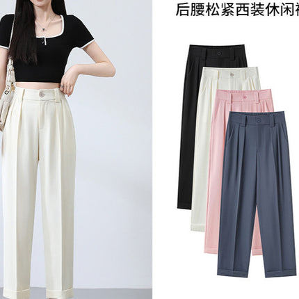 New Style Ice Silk Suit Pants for Petite Women, Cropped Straight-Leg Pants, Summer Thin Cigarette Pants, Free Shipping
