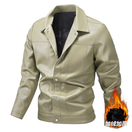 Ruilu-Leather) New Jacket Men's Vertical Collar Spring and Autumn Jacket Fashion Trendy Men's Casual Jacket Decorative Jacket Wind Outside