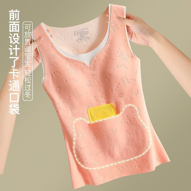 Cross-Border Foreign Trade Popular Girls' Velvet Vest Inner Wear Seamless Vest Student Warm Base Underwear Winter