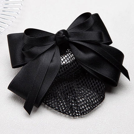 Stewardess Net Pocket Head Flower Professional Hair Net Nurse Female Bank Hotel Hairpin Bow New High-end Sense Hair Accessories