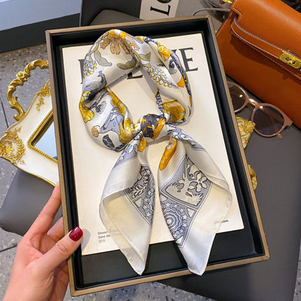 70cm Imitation Silk Square Scarf Fashion All-match Silk Scarf Professional Scarf Korean Style Neck Protection Scarf Decorative Small Square Scarf