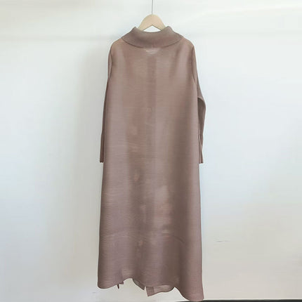 Dress Plus Size Pleated Women's New Style Printed Elegant Loose Slimming Mid-Length Single-Breasted Dress