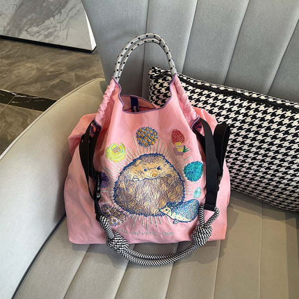 ball chain Japanese high quality eco-friendly shopping bag embroidered hand canvas bag nylon shopping bag