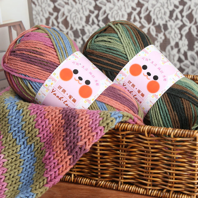 6-Strand Colorful Milk Cotton Wool Ball Thick Thread Ball Special Wholesale Scarf Hat Crochet Hand Knitting Material Package